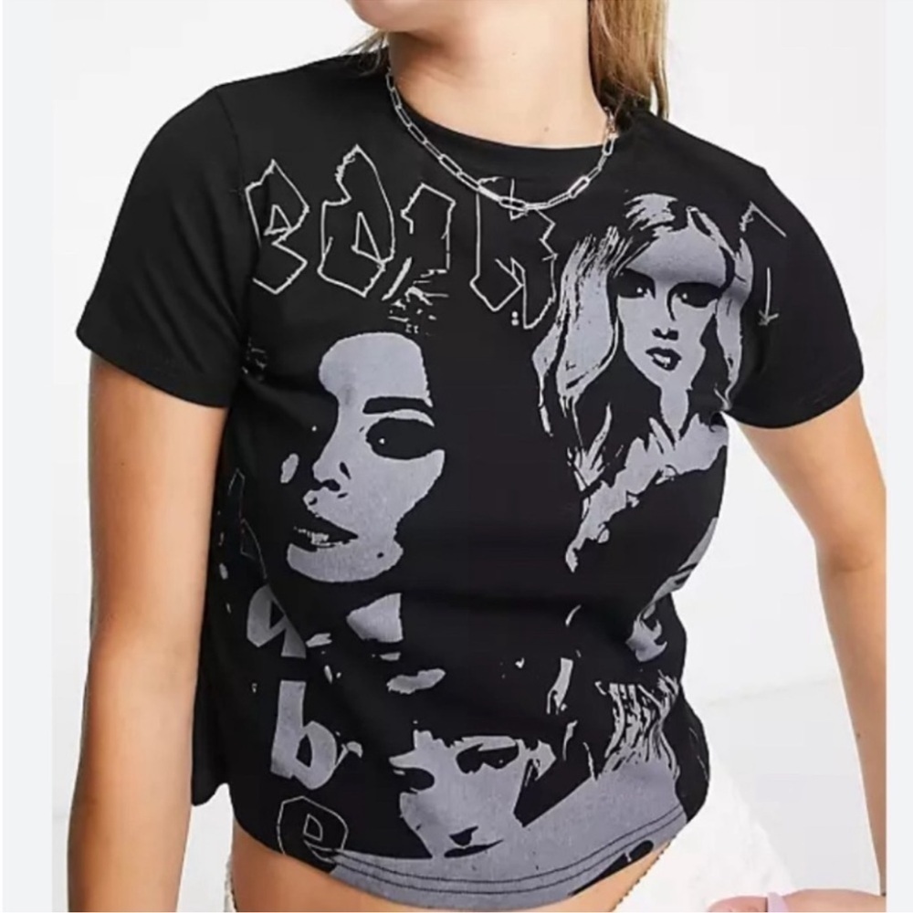 Edikted Rock Babe Short Sleeve Cropped Baby Tee